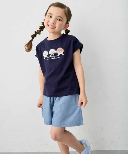 日本童裝 aF#a325 接觸冷感 毛毛印花上衣 90-150cm 女童款 夏季 TOPS