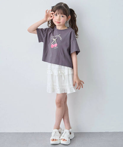 日本童裝 aF#a325 蝴蝶結皺皺短裙 110-160cm 女童款 夏季 SKIRTS