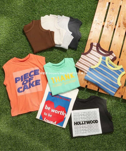 Japanese children's clothing BREEZE sleeveless printed top 80-140cm boys/girls summer TOPS 
