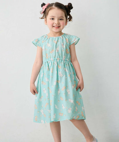日本童裝 aF#a325 接觸冷感 全印花連身裙 90-140cm 女童款 夏季 DRESSES