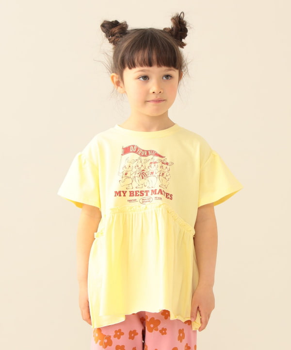 日本童裝 BE#AMS mini 印花皺褶上衣 90-140cm 女童款 夏季 TOPS
