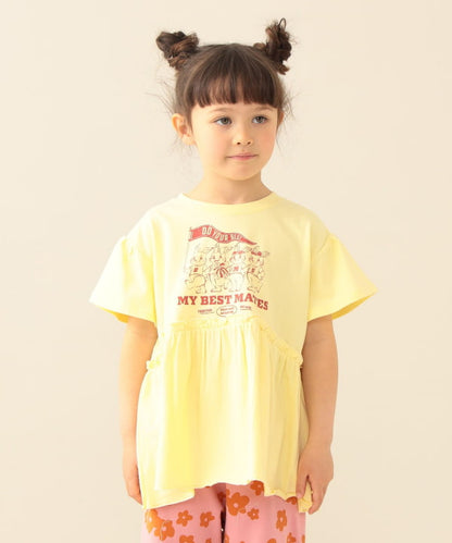 日本童裝 BE#AMS mini 印花皺褶上衣 90-140cm 女童款 夏季 TOPS