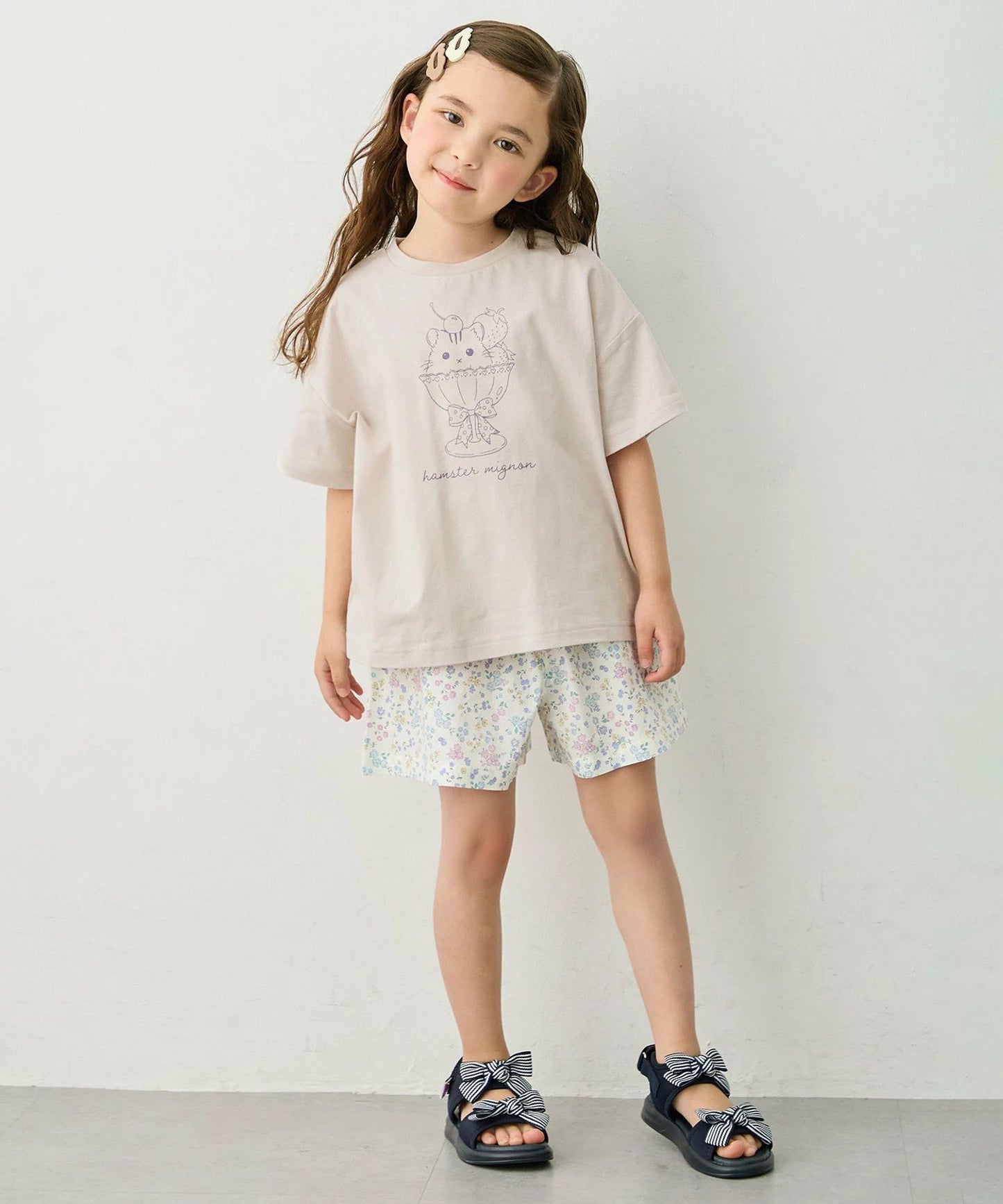 日本童裝 aF#a325 接觸冷感 印花短袖上衣 90-150cm 女童款 夏季 TOPS