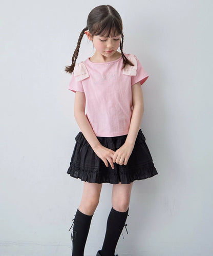 日本童裝 aF#a325 蝴蝶結肩袖上衣 110-160cm 女童款 夏季 TOPS