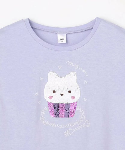 日本童裝 aF#a325 珠片印花上衣 100-150cm 女童款 夏季 TOPS