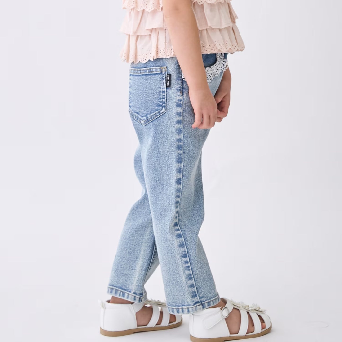 日本童裝 pe#main 蕾絲口袋牛仔長褲 80-130cm 女童款 夏季 PANTS