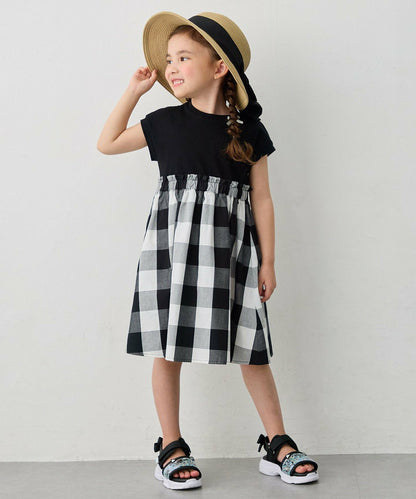 日本童裝 aF#a325 接觸冷感 拼接連身裙 90-150cm 女童款 夏季 DRESSES