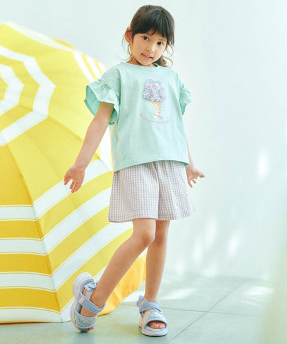 日本童裝 aF#a325 接觸冷感 毛毛印花上衣 90-150cm 女童款 夏季 TOPS