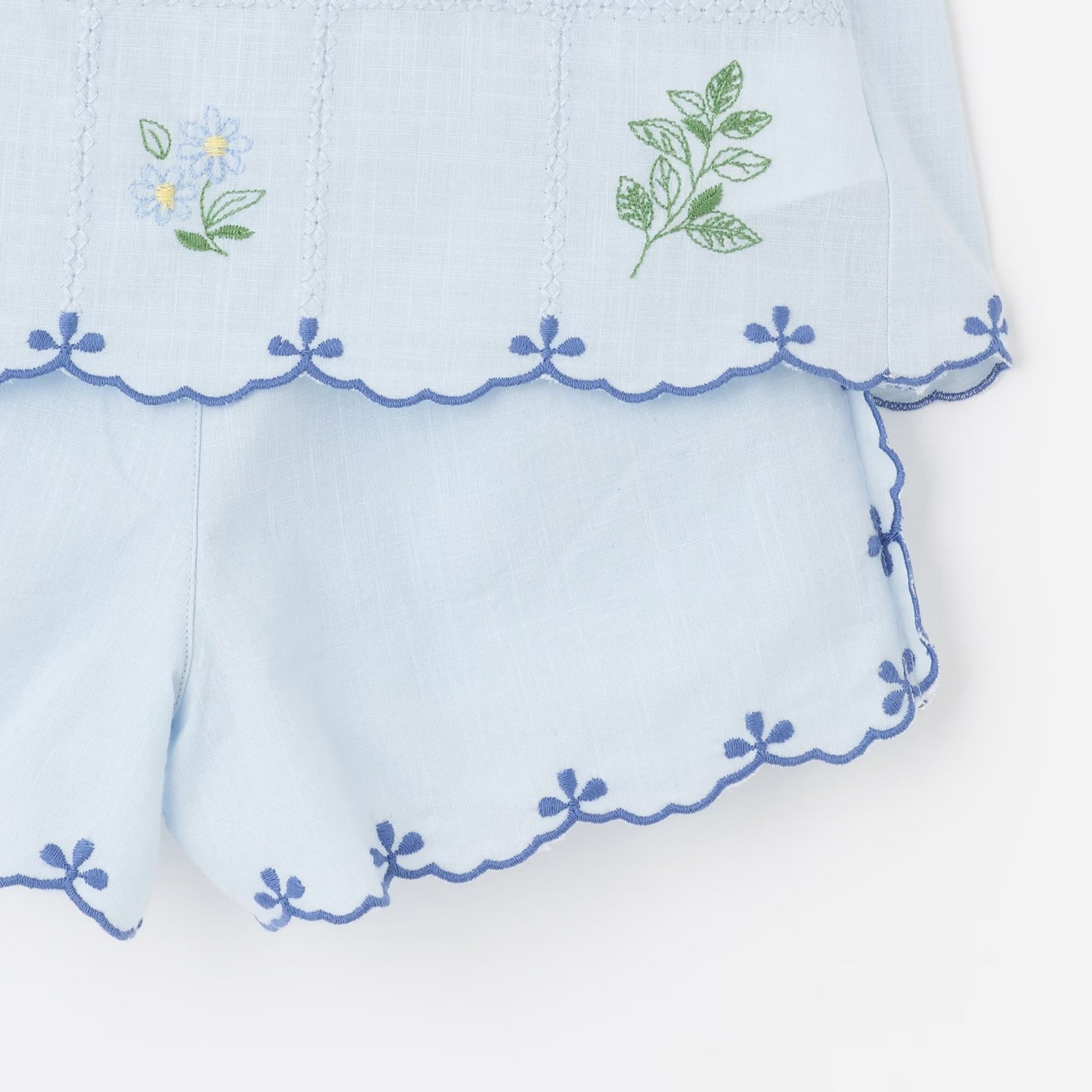 日本童裝 pe#main 達尼卡爾刺繡兩件套裝 80-130cm 女童款 夏季 TOPS PANTS