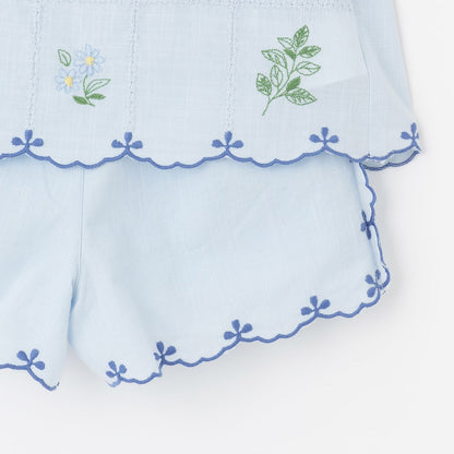 日本童裝 pe#main 達尼卡爾刺繡兩件套裝 80-130cm 女童款 夏季 TOPS PANTS