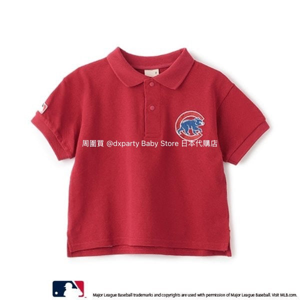 Japanese children's clothing pe#main x MLB logo embroidered polo top 80-130cm boys' summer TOPS 