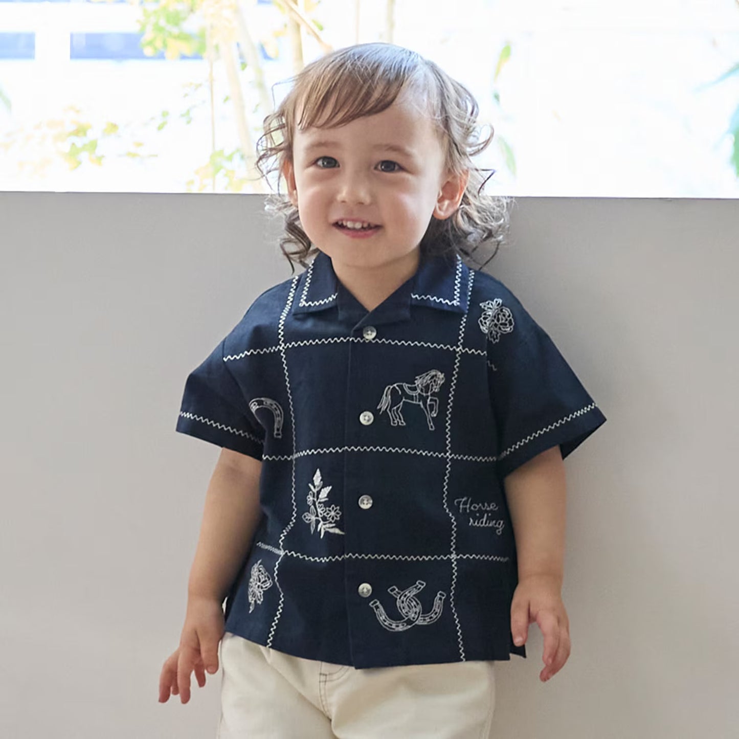 日本童裝 pe#main 印度棉圖案刺繡襯衫 80-130cm 男童款 夏季 TOPS