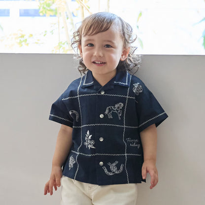 日本童裝 pe#main 印度棉圖案刺繡襯衫 80-130cm 男童款 夏季 TOPS