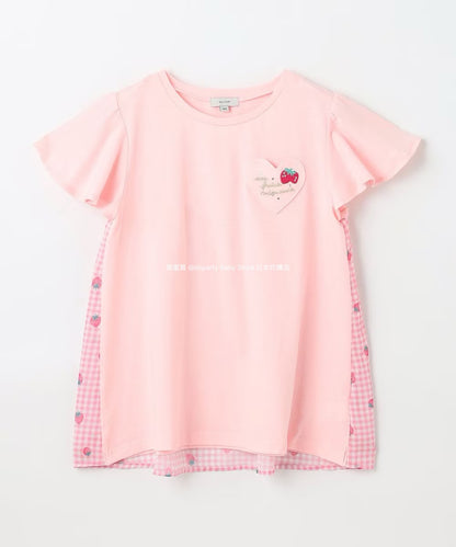 Japanese children's clothing aF#a325 spliced elegant top 90-160cm girls summer TOPS 