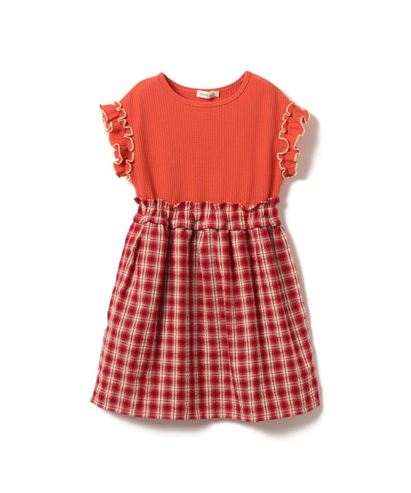 日本童裝 BE#AMS mini 華夫紋拼接連身裙 90-140cm 女童款 夏季 DRESSES