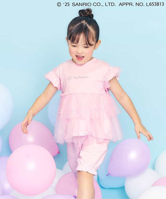 Japanese Ampersand x Sanrio Bow-knot Tulle Two-Piece Set (80-140cm) for Girls Spring TOPS PANTS (Other Brands) 