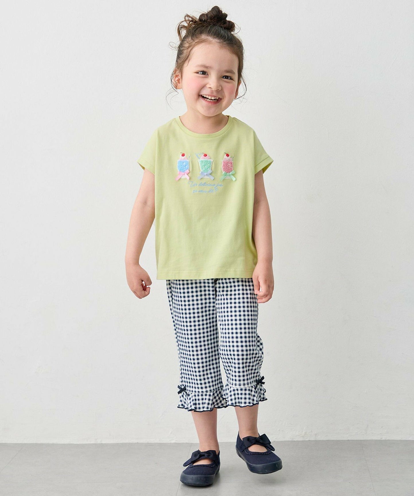 日本童裝 aF#a325 接觸冷感 毛毛印花上衣 90-150cm 女童款 夏季 TOPS