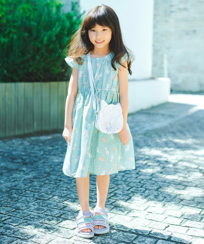 日本童裝 aF#a325 接觸冷感 全印花連身裙 90-140cm 女童款 夏季 DRESSES