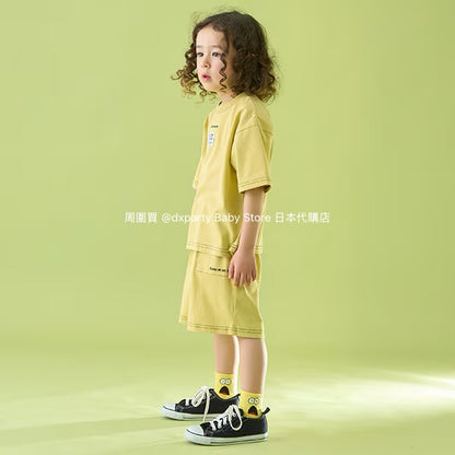 Japanese children's clothing b・R# patch logo top 100-150cm boys/girls summer TOPS 