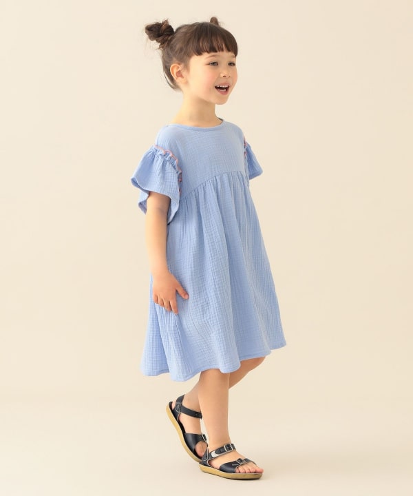 日本童裝 BE#AMS mini 花邊袖連身裙 90-140cm 女童款 夏季 DRESSES