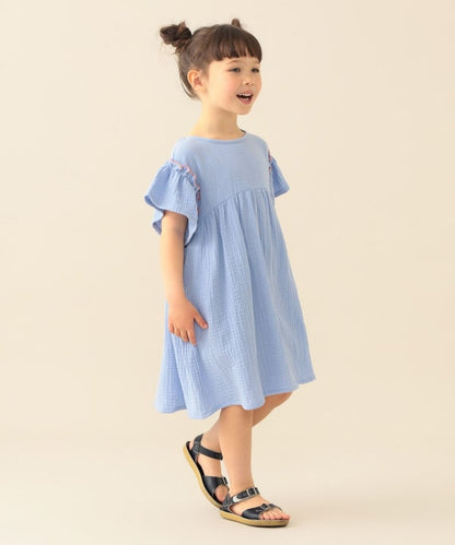 日本童裝 BE#AMS mini 花邊袖連身裙 90-140cm 女童款 夏季 DRESSES