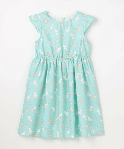 日本童裝 aF#a325 接觸冷感 全印花連身裙 90-140cm 女童款 夏季 DRESSES