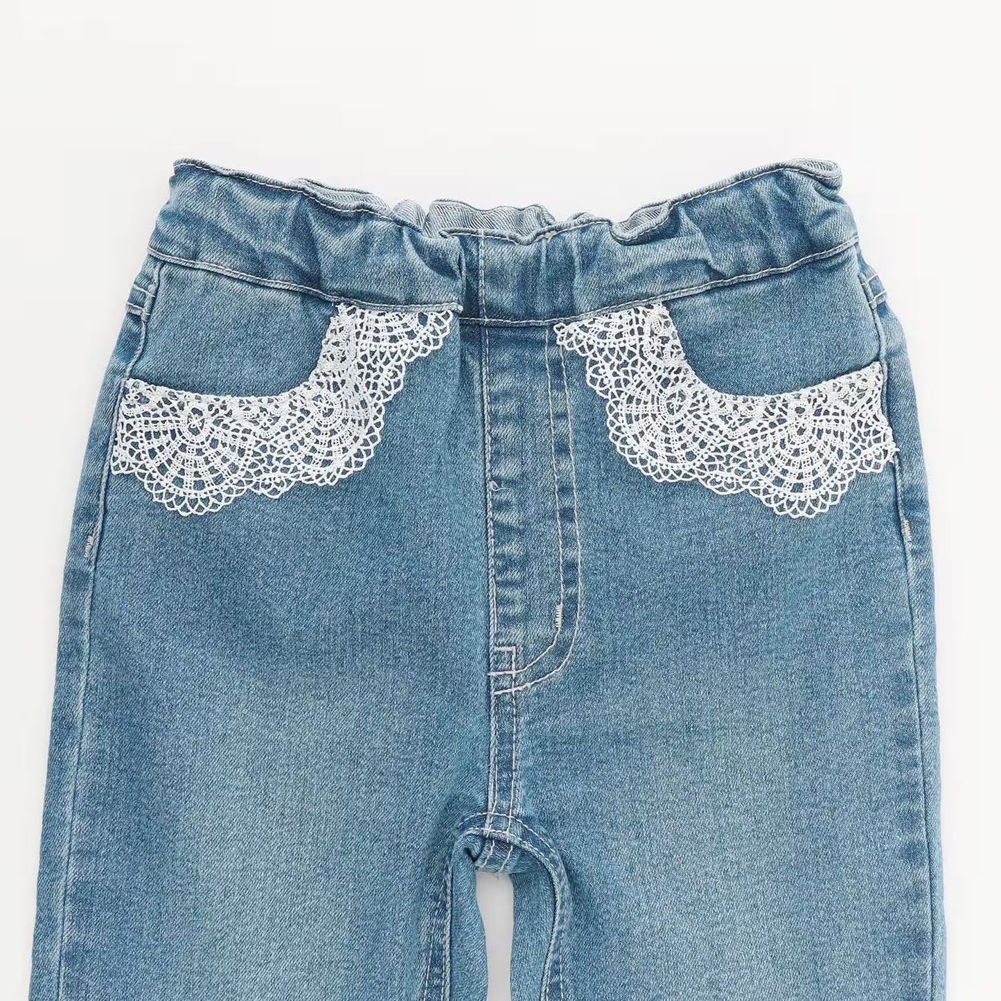 日本童裝 pe#main 蕾絲口袋牛仔長褲 80-130cm 女童款 夏季 PANTS