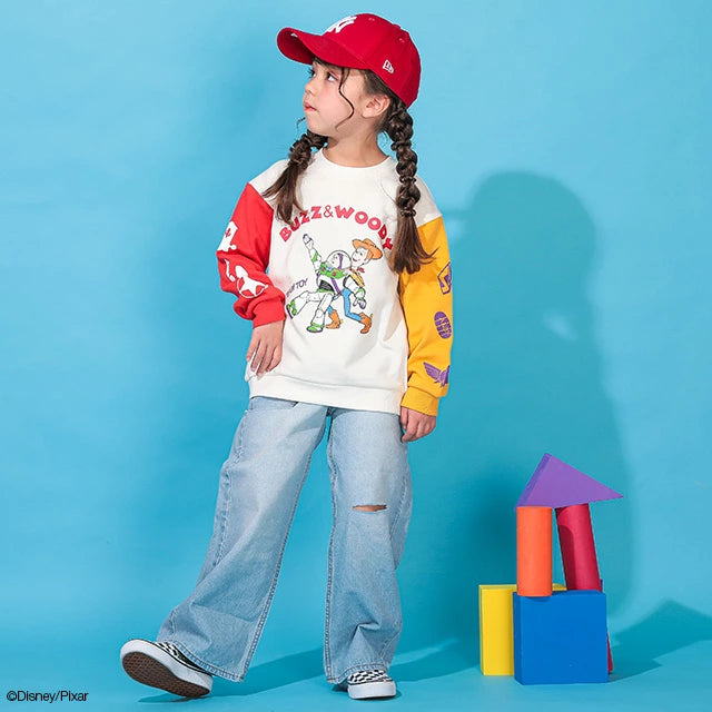 Japanese BDL x Disney Toy Story two-tone sleeve sweatshirt 90-140cm boys/girls spring/summer TOPS 