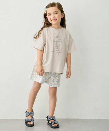 日本童裝 aF#a325 接觸冷感 印花短袖上衣 90-150cm 女童款 夏季 TOPS