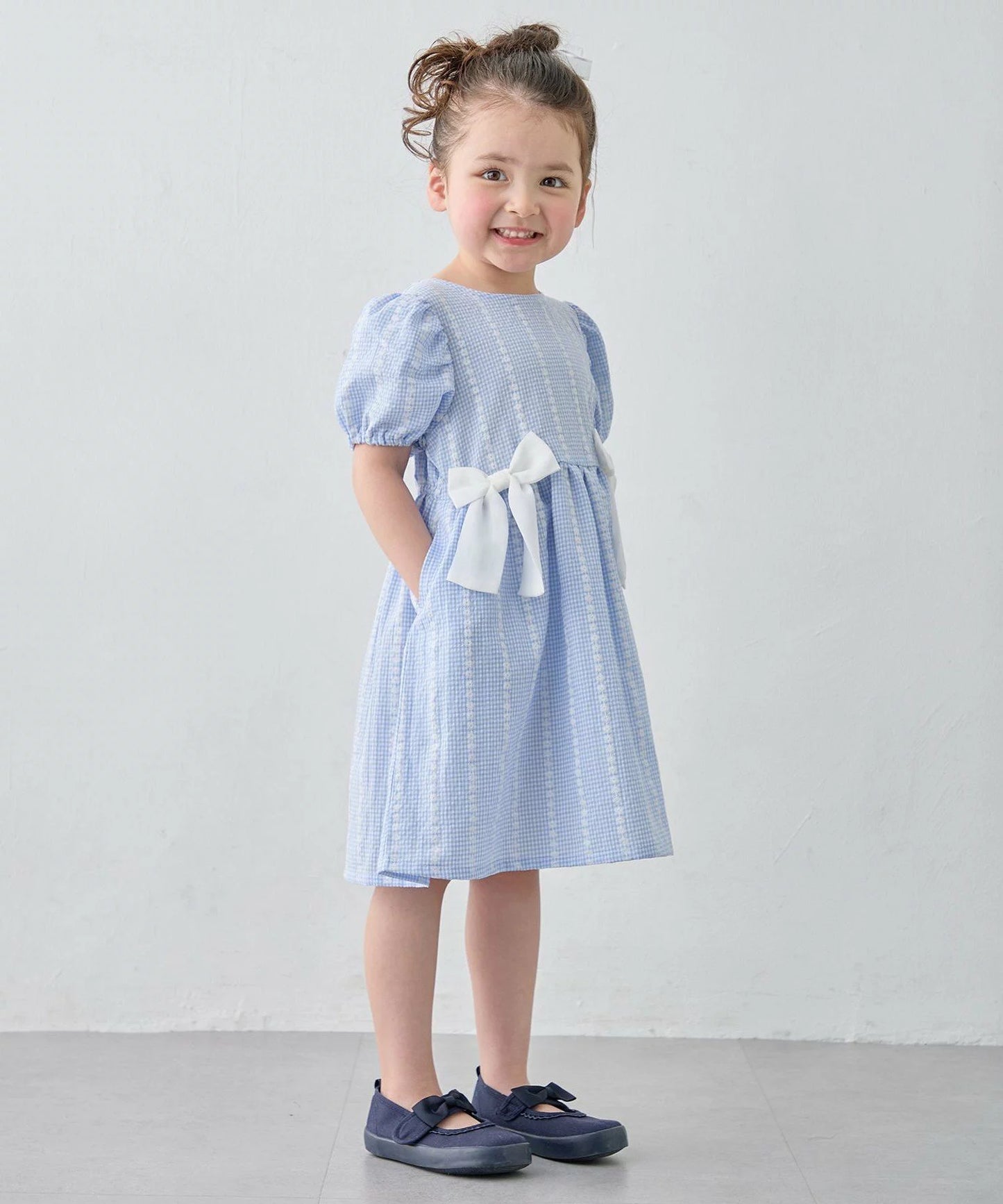 日本童裝 aF#a325 蝴蝶結連身裙 100-150cm 女童款 夏季 DRESSES 面試/宴會/表演