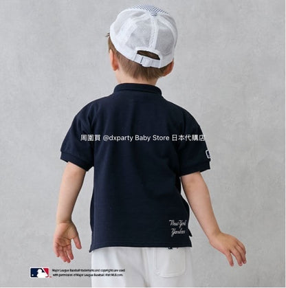Japanese children's clothing pe#main x MLB logo embroidered polo top 80-130cm boys' summer TOPS 