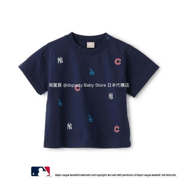Japanese children's clothing pe#main x MLB logo embroidered short-sleeved top 80-130cm boys/girls summer TOPS 