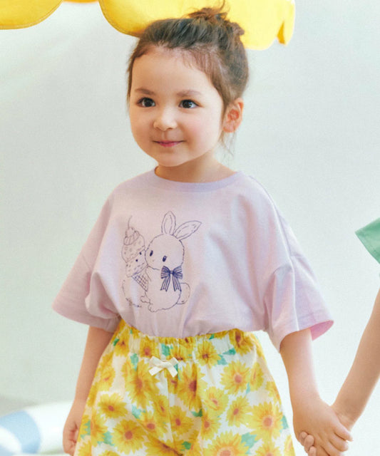 日本童裝 aF#a325 接觸冷感 印花短袖上衣 90-150cm 女童款 夏季 TOPS
