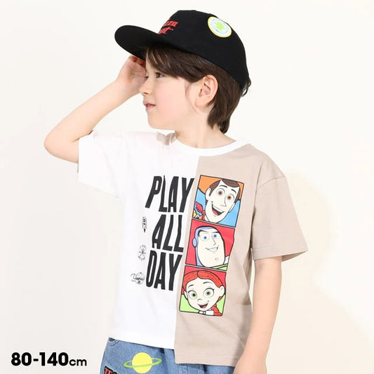 Japanese children's clothing BDL x Disney Toy Story patchwork top 80-140cm boys' summer TOPS 