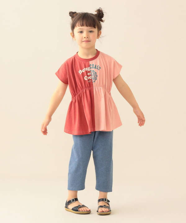 日本童裝 BE#AMS mini 雙拼色收腰上衣 90-140cm 女童款 夏季 TOPS