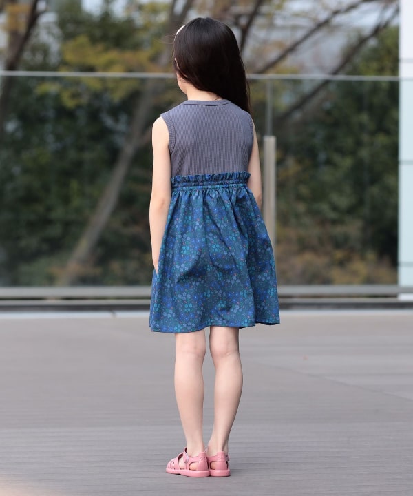 日本童裝 BE#AMS mini 碎花拼接無袖連身裙 90-150cm 女童款 夏季 DRESSES