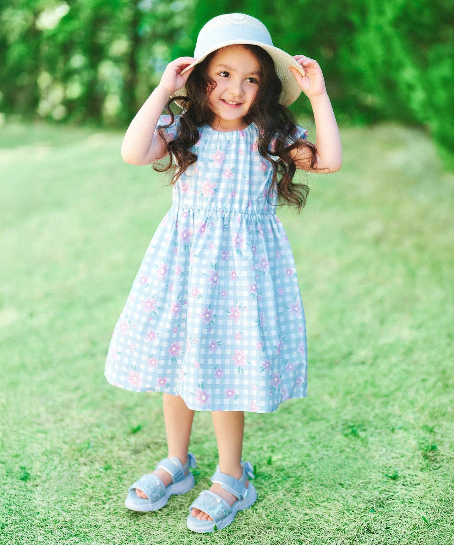 日本童裝 aF#a325 接觸冷感 全印花連身裙 90-140cm 女童款 夏季 DRESSES