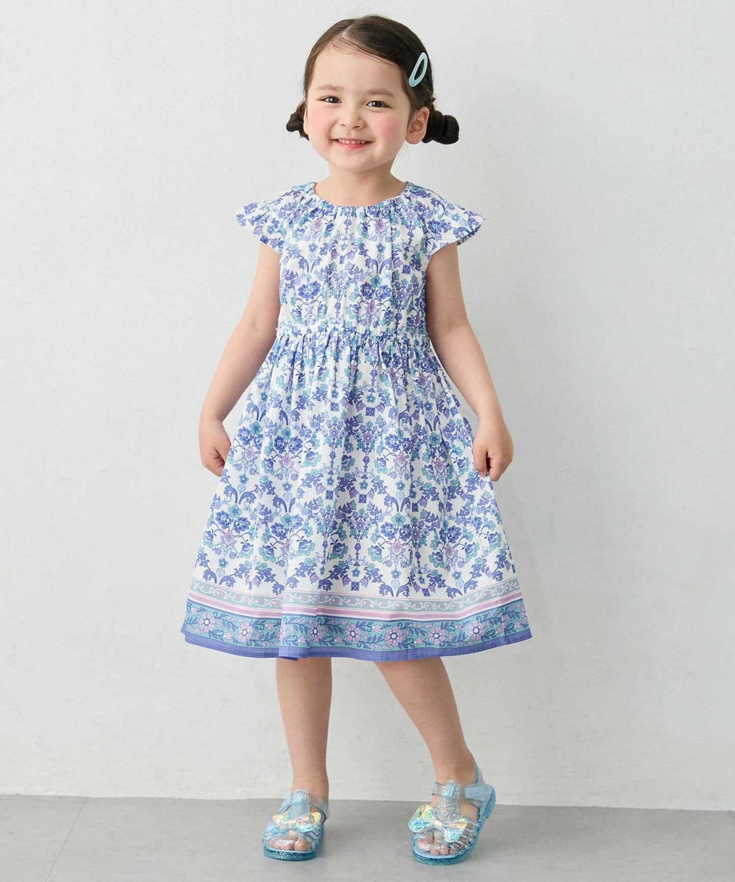 日本童裝 aF#a325 接觸冷感 全印花連身裙 90-140cm 女童款 夏季 DRESSES