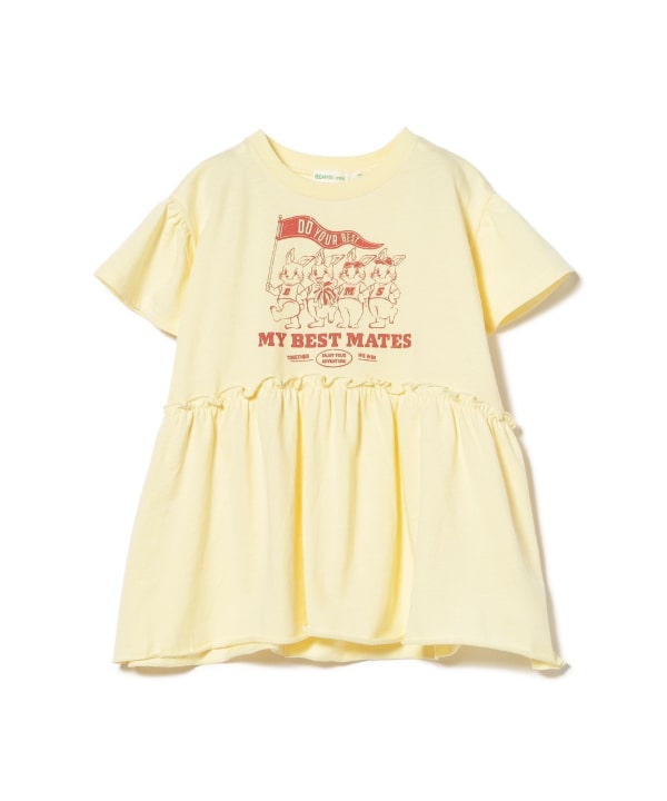 日本童裝 BE#AMS mini 印花皺褶上衣 90-140cm 女童款 夏季 TOPS