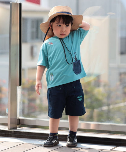 日本童裝 BE#AMS mini 防UV 吸水速乾 網眼口袋蟲蟲印花上衣 90-130cm 男童款 夏季 TOPS