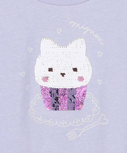 日本童裝 aF#a325 珠片印花上衣 100-150cm 女童款 夏季 TOPS