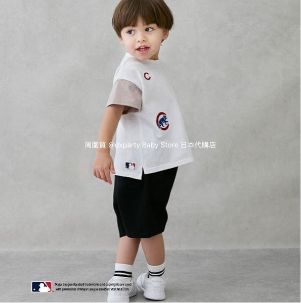 日本童裝 pe#main x MLB logo刺繡短褲 80-130cm 男童款 夏季 PANTS