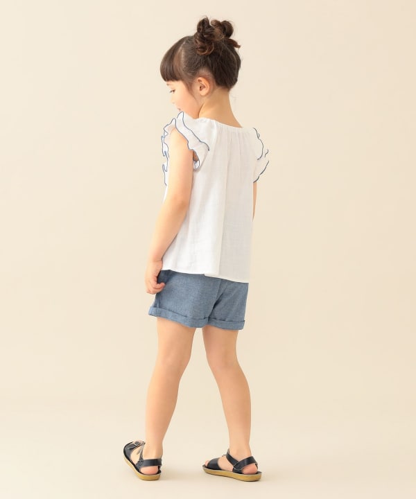 日本童裝 BE#AMS mini 刺繡荷葉邊上衣短褲兩件套裝 90-150cm 男童款 夏季 TOPS PANTS