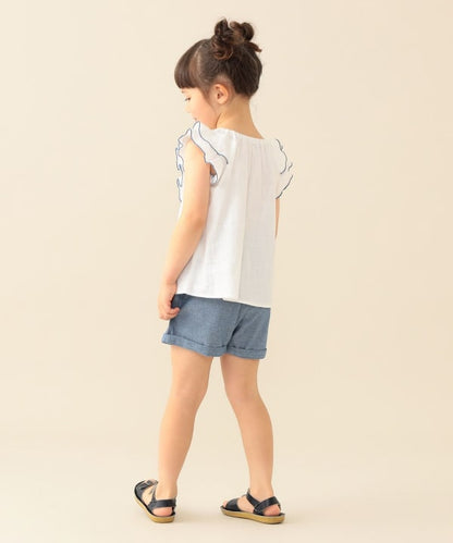 日本童裝 BE#AMS mini 刺繡荷葉邊上衣短褲兩件套裝 90-150cm 男童款 夏季 TOPS PANTS