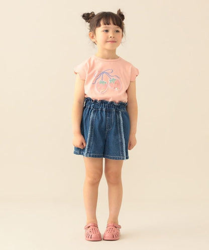 日本童裝 BE#AMS mini 士多啤梨荷葉邊上衣 90-150cm 女童款 夏季 TOPS