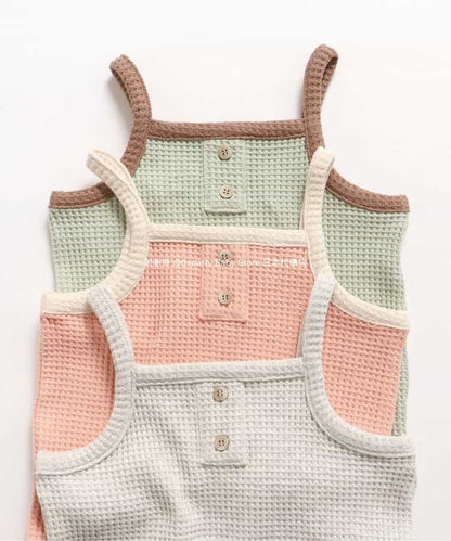 Japanese children's clothing BREEZE waffle camisole top 80-140cm girls summer TOPS 
