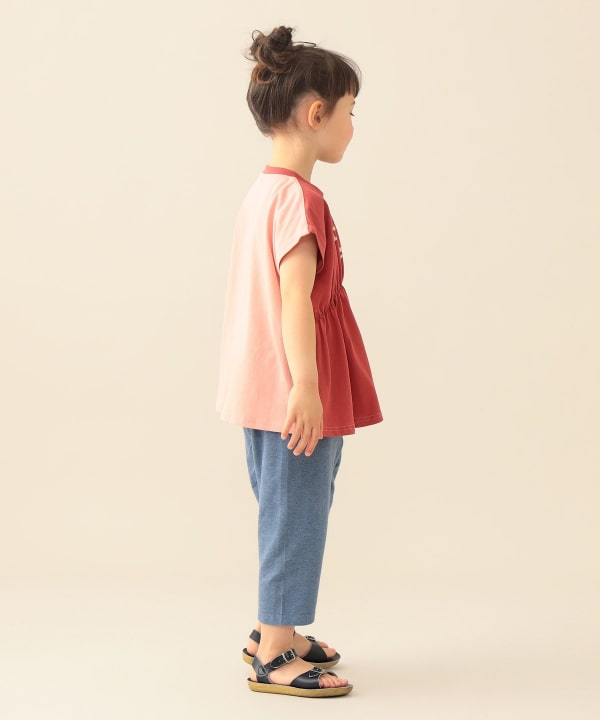 日本童裝 BE#AMS mini 雙拼色收腰上衣 90-140cm 女童款 夏季 TOPS
