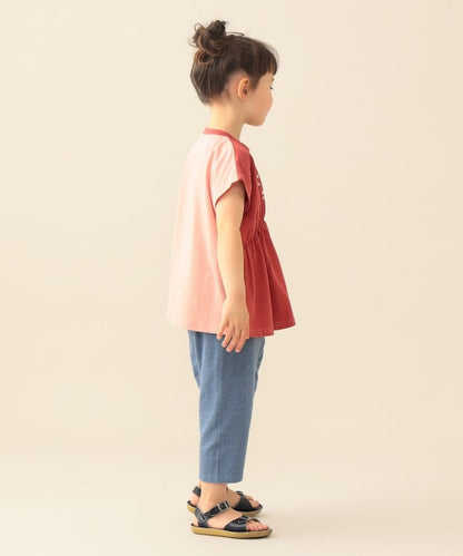 日本童裝 BE#AMS mini 雙拼色收腰上衣 90-140cm 女童款 夏季 TOPS