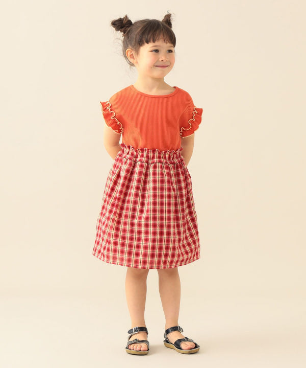 日本童裝 BE#AMS mini 華夫紋拼接連身裙 90-140cm 女童款 夏季 DRESSES