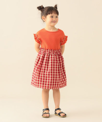 日本童裝 BE#AMS mini 華夫紋拼接連身裙 90-140cm 女童款 夏季 DRESSES